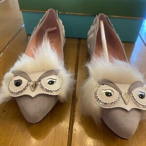 Kate Spade Women’s Owl Nora Gray Flat Shoes New in Box size 9